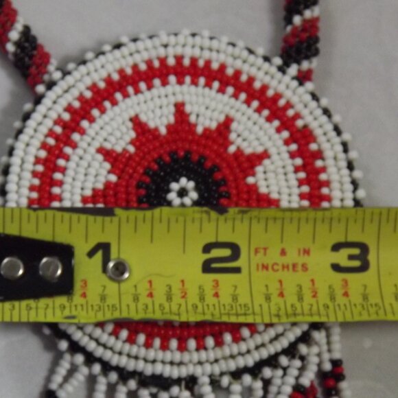 Vintage Native Seed Bead Bolo Necklace, First Nations Hand-crafted Beadwork - Picture 6 of 12